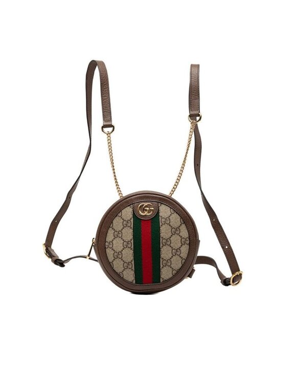 Gucci GG Supreme Sherry Line Ophidia Backpack Mini Beige Brown Leather main image 5